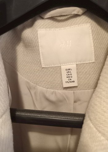 H&M Kadın Beyaz Klasik Kaban