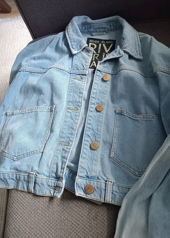 Düğmeli Mavi Kadın Denim Ceket