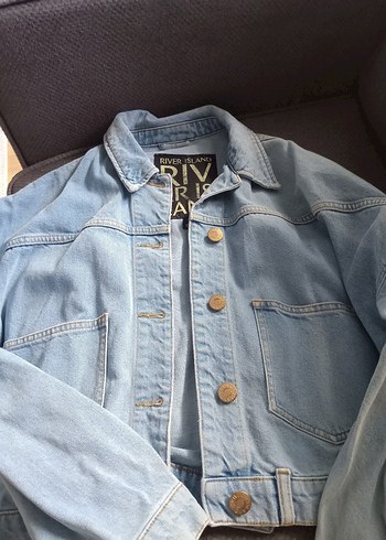 River Island Düğmeli Mavi Kadın Denim Ceket