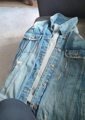 xl Beden Düğmeli Mavi Kadın Denim Ceket