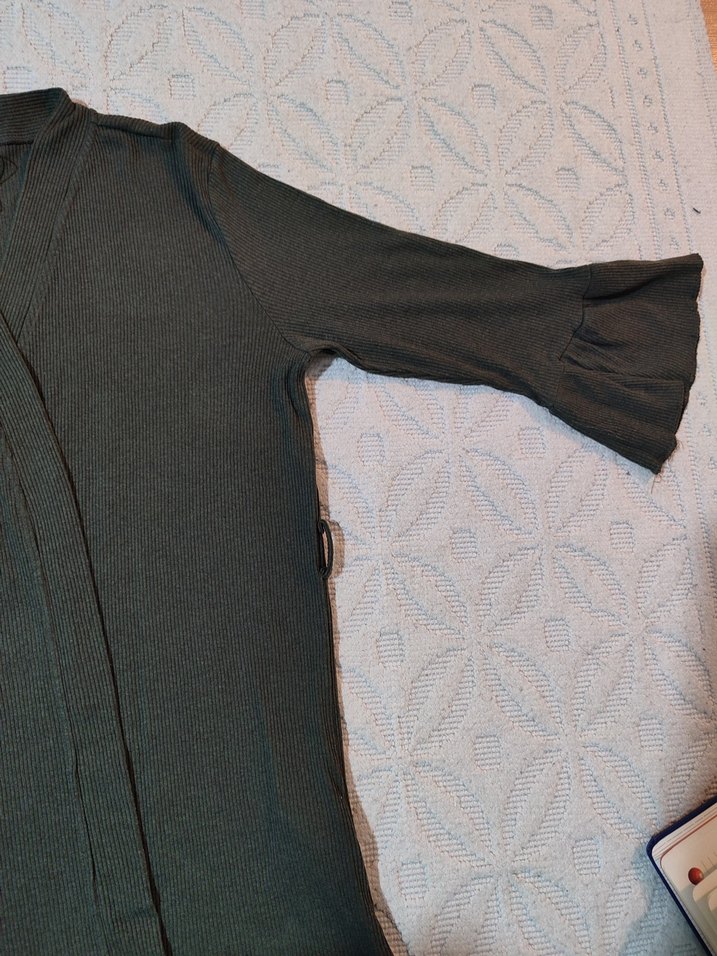 Gri, Kuşaklı, bluz - Görsel 2