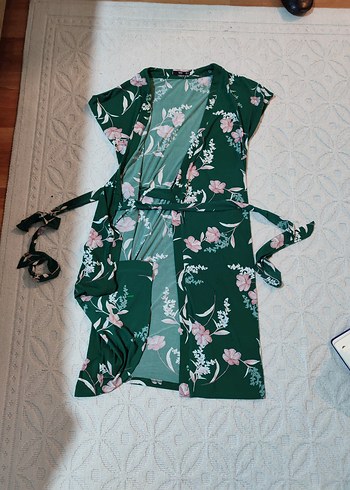 Yeşil Çiçek Desenli Uzun Bohem Elbise - Görsel 2