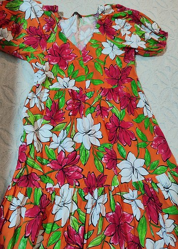 Çiçek Desenli Uzun Bohem Elbise - Görsel 2