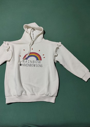 Kadın Beyaz Renkli Baskılı Sweatshirt - Görsel 4