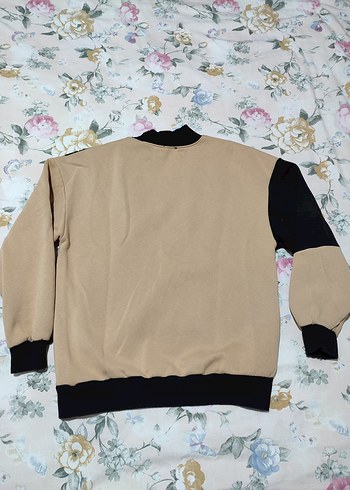 Bej Siyah Oversize Sweatshirt - Görsel 5