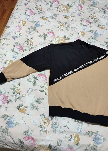 Bej Siyah Oversize Sweatshirt - Görsel 2