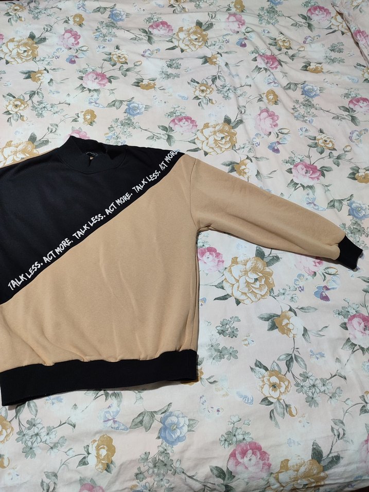 Bej Siyah Oversize Sweatshirt - Görsel 3