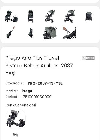 Prego Travel Sistem Bebek Arabası Yeşil-Gri - Görsel 2