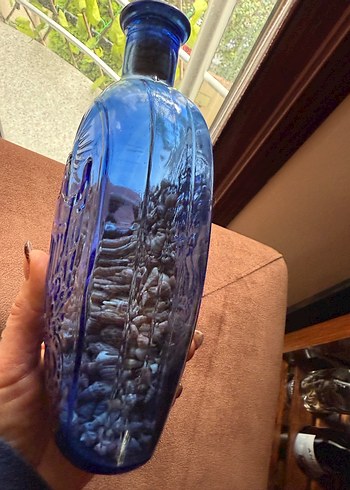 Koyu Mavi Dekoratif Cam Vazo - Görsel 2