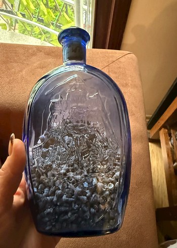 Koyu Mavi Dekoratif Cam Vazo - Görsel 4