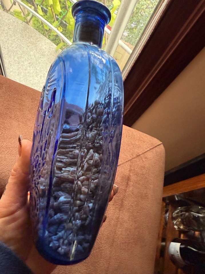 Koyu Mavi Dekoratif Cam Vazo - Görsel 2