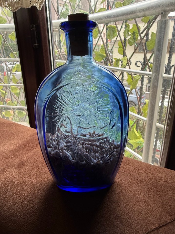 Koyu Mavi Dekoratif Cam Vazo - Görsel 3