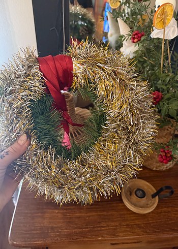 Kahverengi Çam Kozalaklı Dekoratif Çelenk - Görsel 2