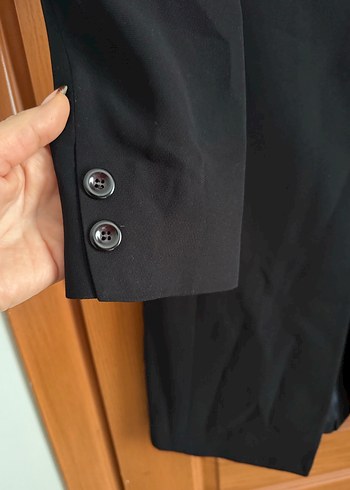 Siyah Kadın Uzun ceket - Görsel 3