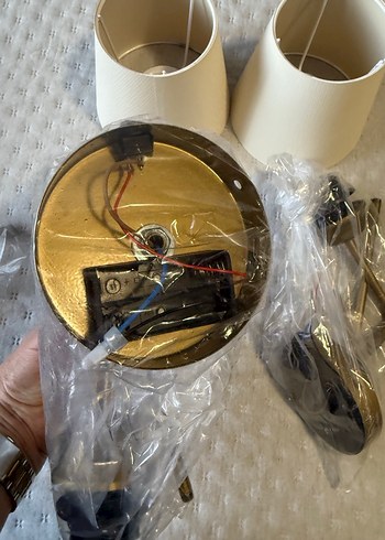 Altın Renkli Duvar Lambası ve Abajur Seti - Görsel 2