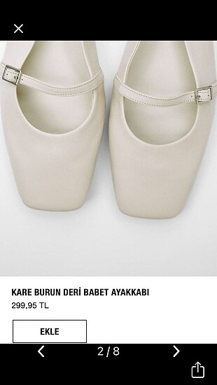 39 Beden beyaz Renk Zara krem deri babet