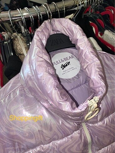 Pull and Bear Pembe şişme mont