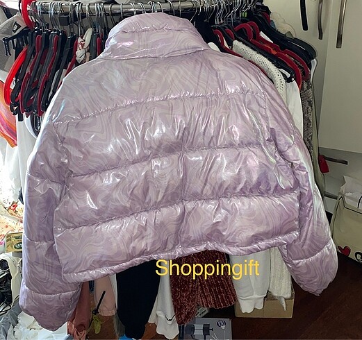 m Beden Pembe şişme mont