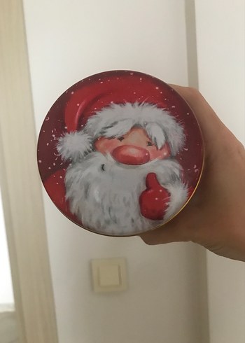 Beden Parlak Kırmızı Noel Baba Metal Kutu