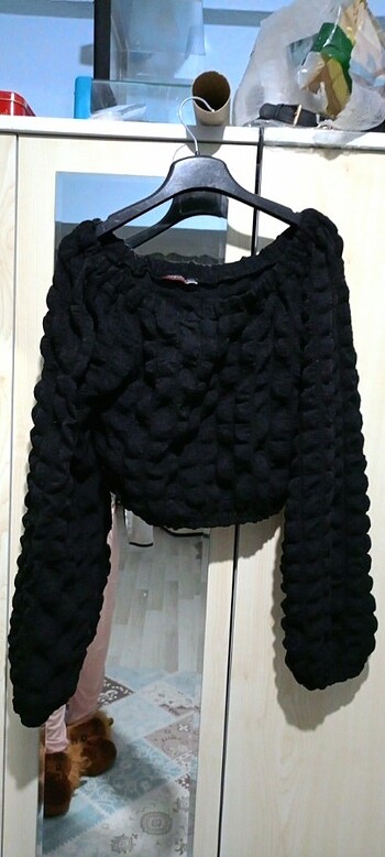 Siyah crop bluz