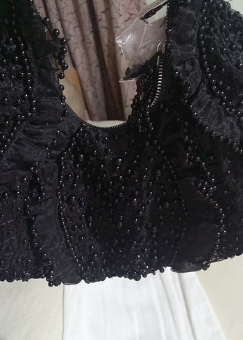 Zara Zara Boncuk İşlemeli Siyah Kadın El Çantası