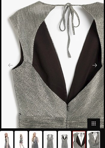 Gri V Yakalı Transparan Midi Abiye Elbise - Görsel 3