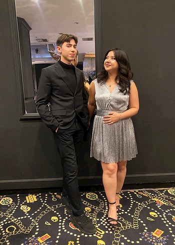 Gri V Yakalı Transparan Midi Abiye Elbise - Görsel 10