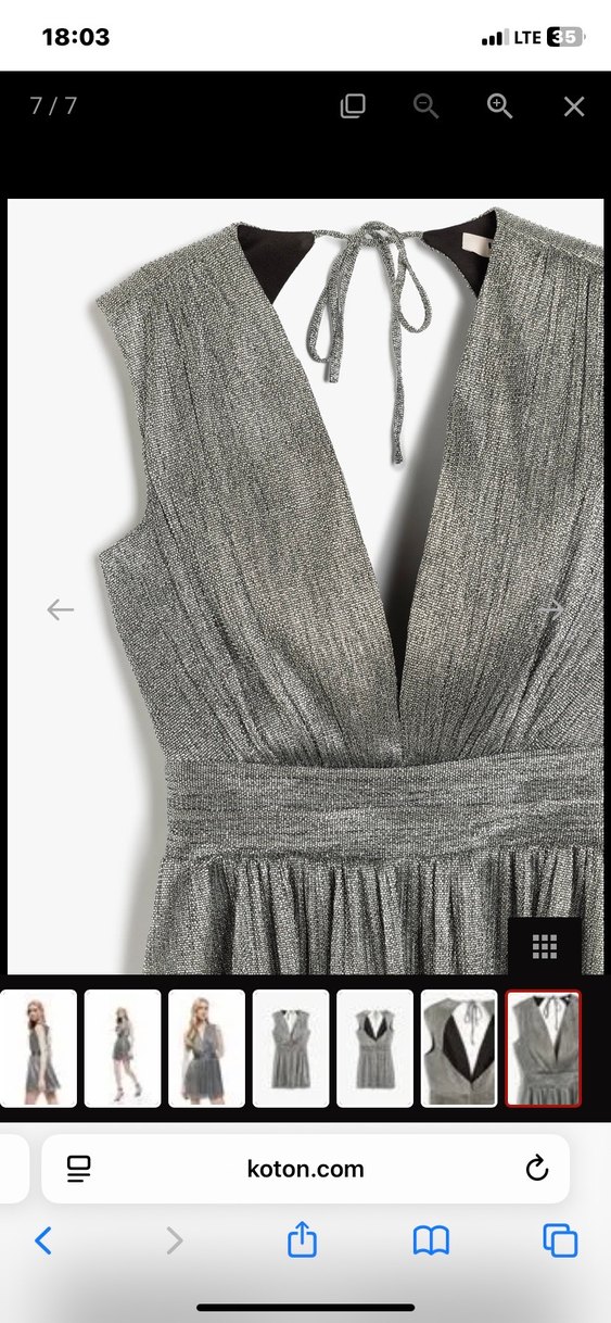 Gri V Yakalı Transparan Midi Abiye Elbise - Görsel 2