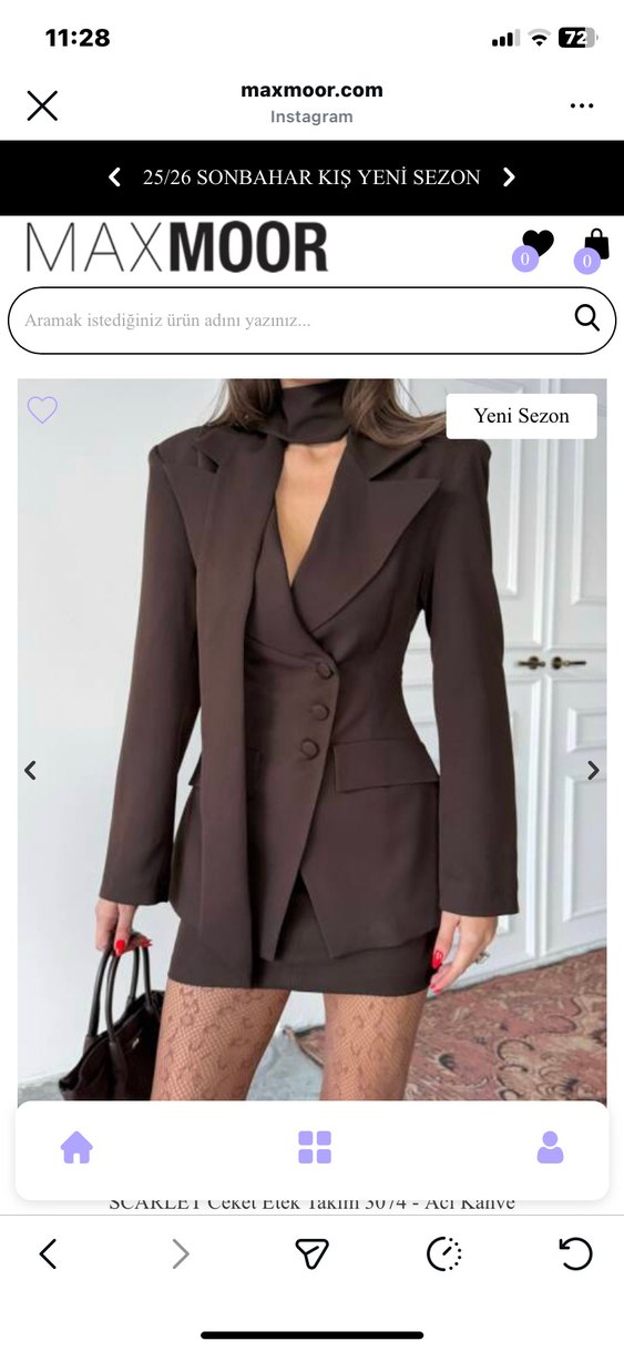 Kadın Kahverengi Mini Blazer Ceket - Görsel 3