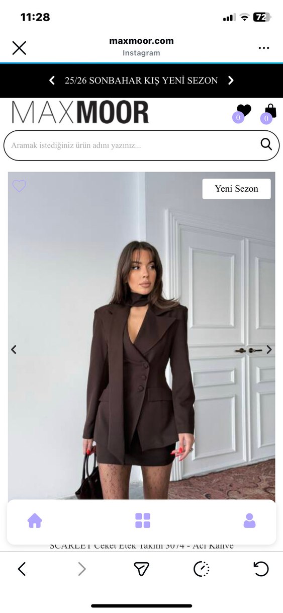 Kadın Kahverengi Mini Blazer Ceket - Görsel 4