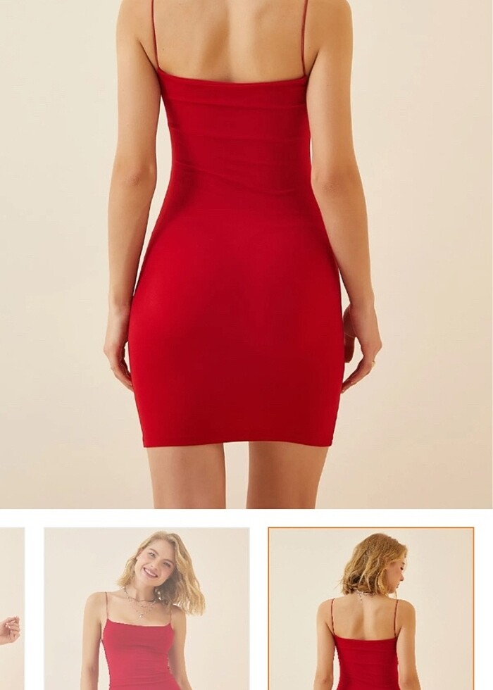 Kırmızı mini elbise - Görsel 4