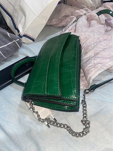 Stradivairus yeşil deri çanta - Görsel 2