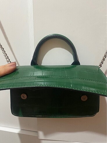 Stradivairus yeşil deri çanta - Görsel 8
