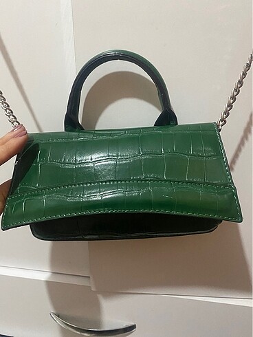 Stradivairus yeşil deri çanta - Görsel 9