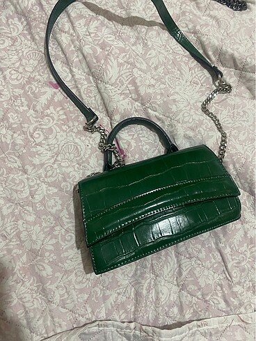 Stradivairus yeşil deri çanta - Görsel 10