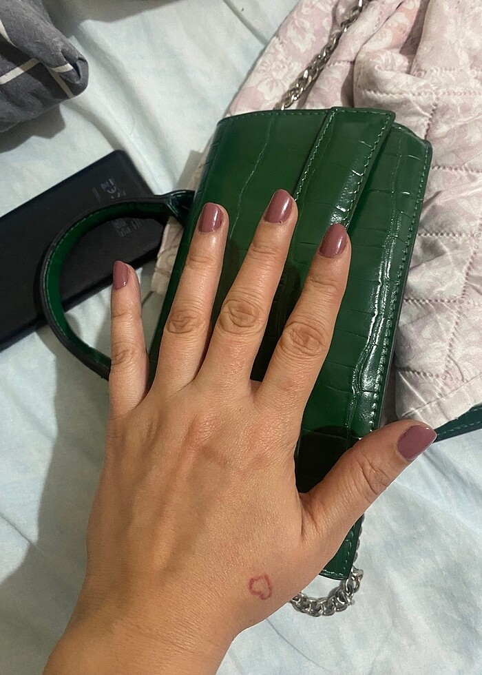 Stradivairus yeşil deri çanta - Görsel 3