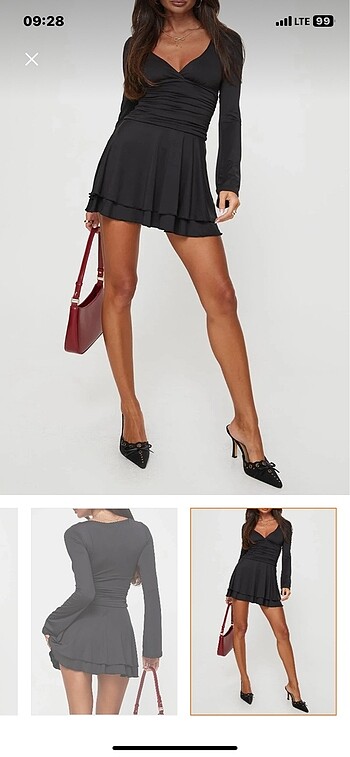 Siyah mini elbise - Görsel 5