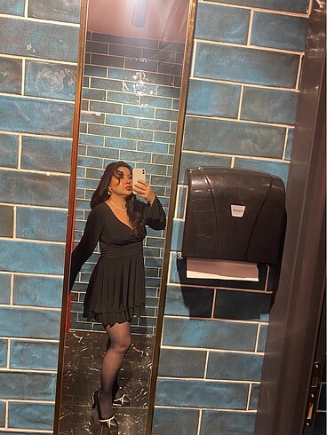 Siyah mini elbise - Görsel 7