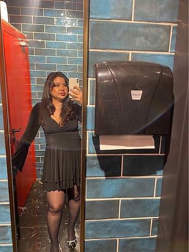 Siyah mini elbise - Görsel 8