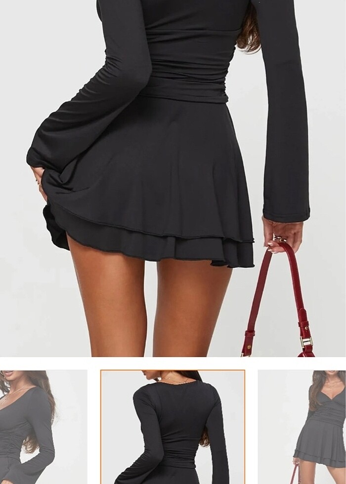 Siyah mini elbise - Görsel 3