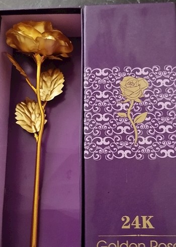 24K Altın Kaplama Gül Dekoratif Süs