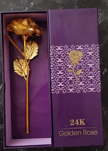  24K Altın Kaplama Gül Dekoratif Süs