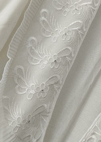 Bohem Nakışlı Uzun Beyaz Kadın Sabahlık - Görsel 16