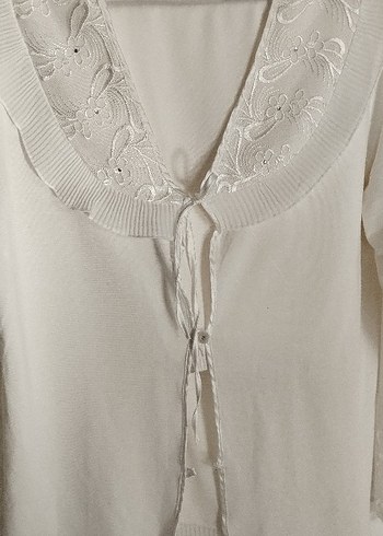 Bohem Nakışlı Uzun Beyaz Kadın Sabahlık - Görsel 14