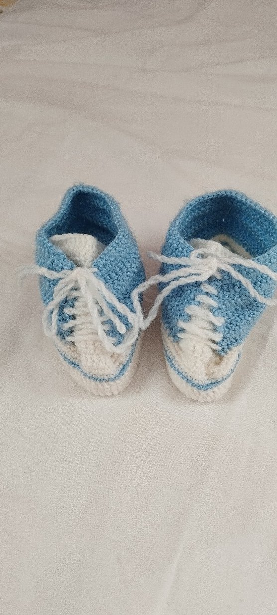 Mavi Örgü Erkek Bebek Patik - Görsel 3
