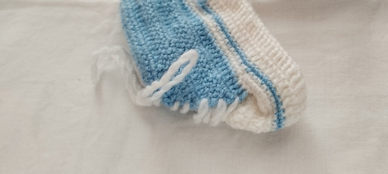 Mavi Örgü Erkek Bebek Patik - Görsel 5