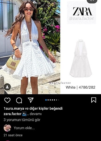 Zara beyaz elbise