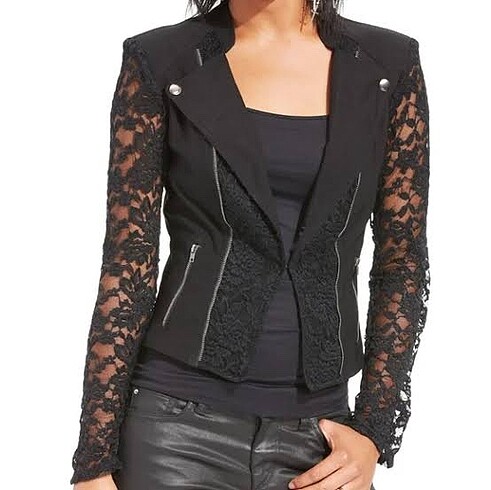 Material girl Dantel detaylı siyah ceket