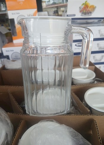 Şeffaf Kulplu Beyaz Kapaklı Sürahi - Görsel 2