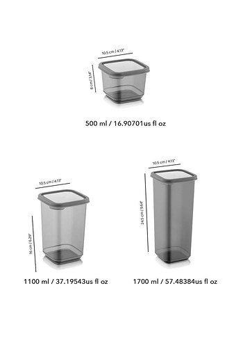 Gri Plastik erzak Kabı Seti - Görsel 2
